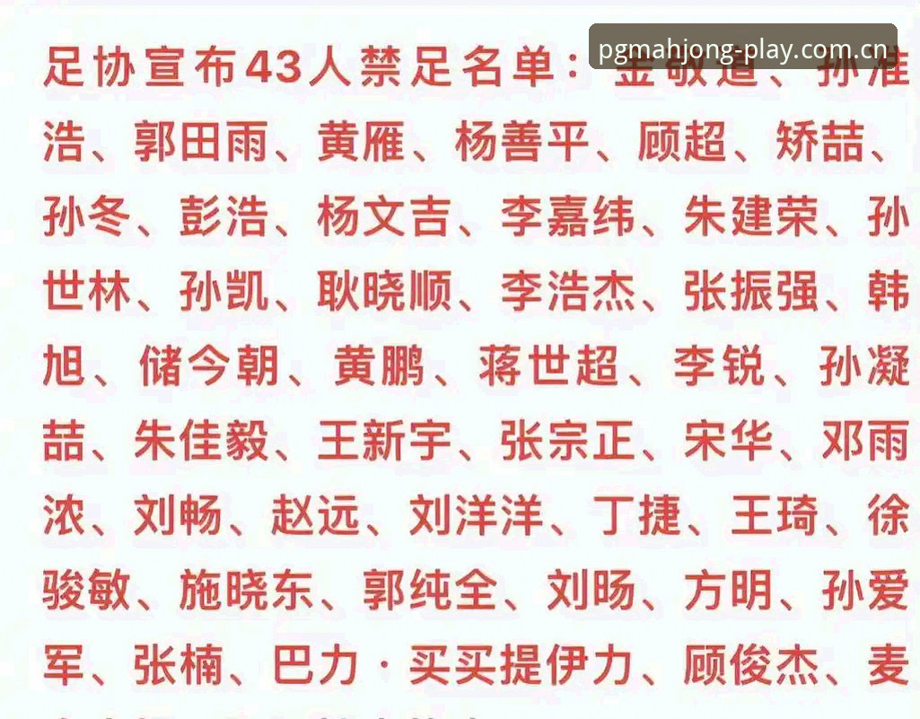 pg麻将胡了中国区 揭秘中国足协第三批禁足名单:65人涉案背后的足球腐败真相